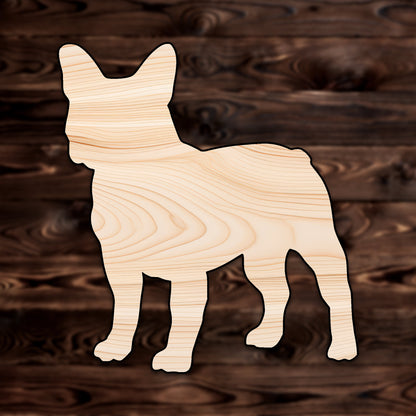 French Bull Dog Plywood Craft Cutout , a Intricate laser-cut craft cutout made of high quality birch plywood, featuring detailed designs and clean edges, perfect for home decor or DIY projects.
