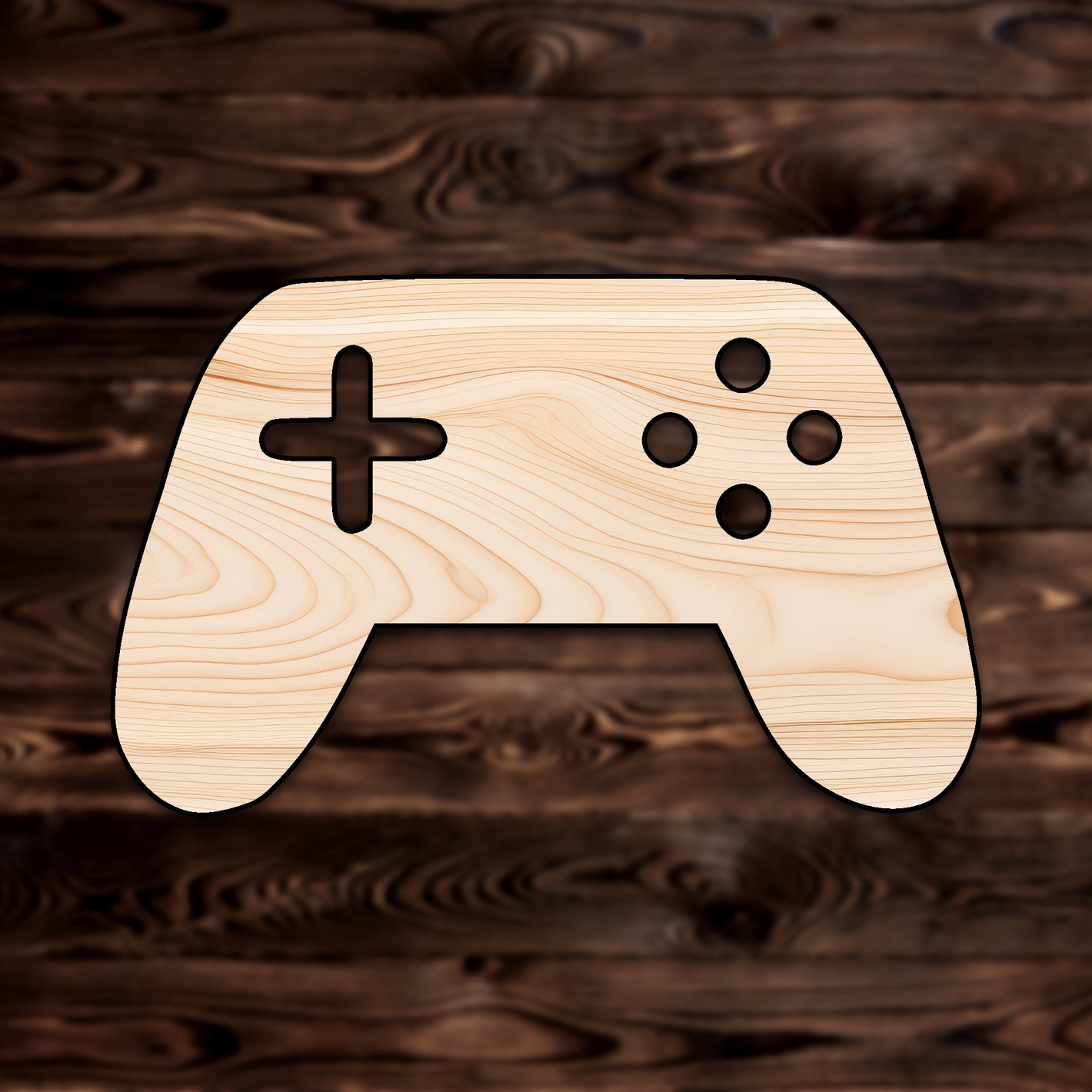 Game Controller Plywood Craft Cutout , a Intricate laser-cut craft cutout made of high quality birch plywood, featuring detailed designs and clean edges, perfect for home decor or DIY projects.
