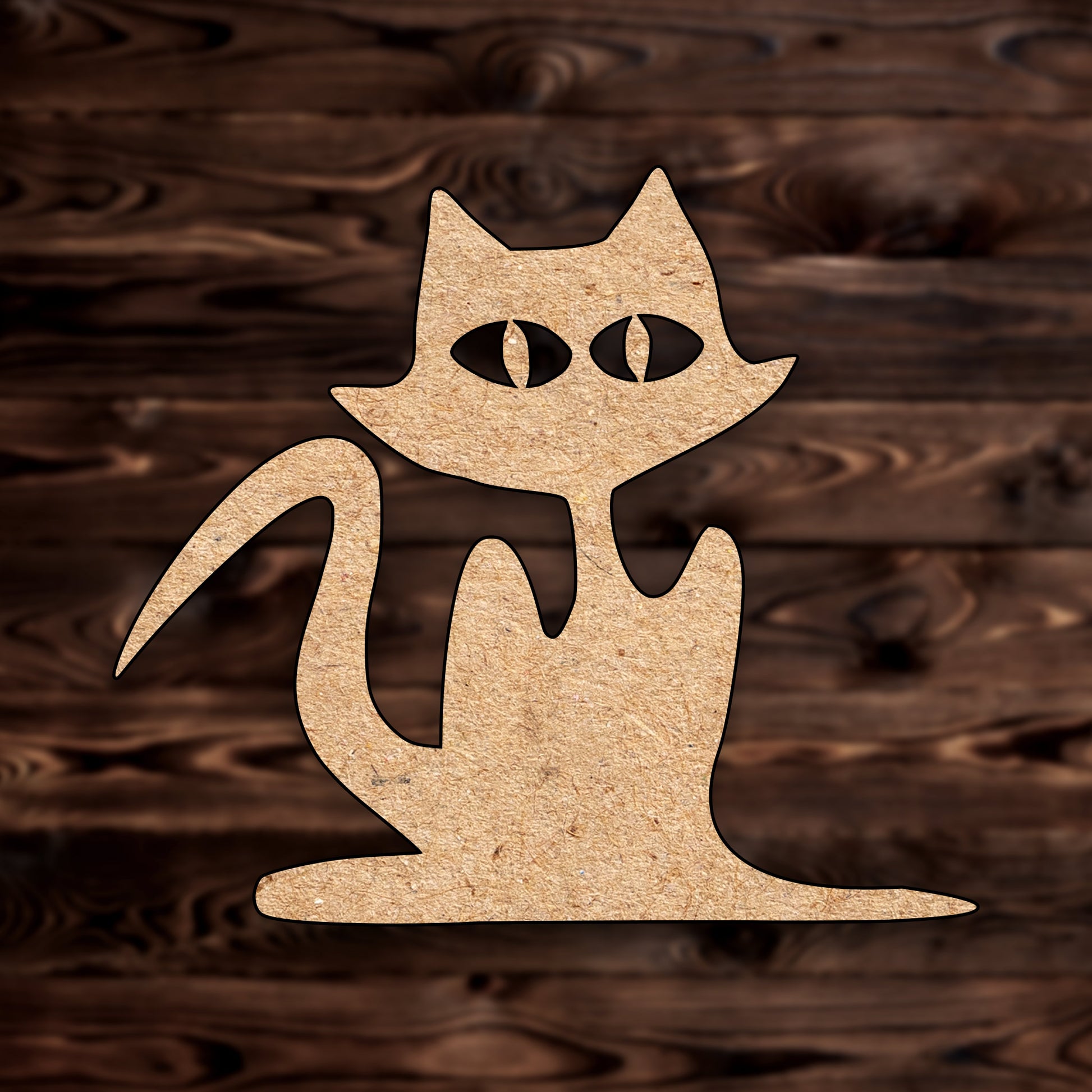 Halloween Cat MDF Craft Cutout , a Intricate laser-cut craft cutout made of MDF, featuring detailed designs and clean edges, perfect for home decor or DIY projects.
