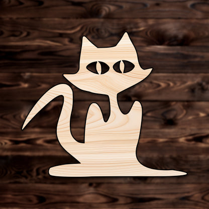 Halloween Cat Plywood Craft Cutout , a Intricate laser-cut craft cutout made of high quality birch plywood, featuring detailed designs and clean edges, perfect for home decor or DIY projects.

