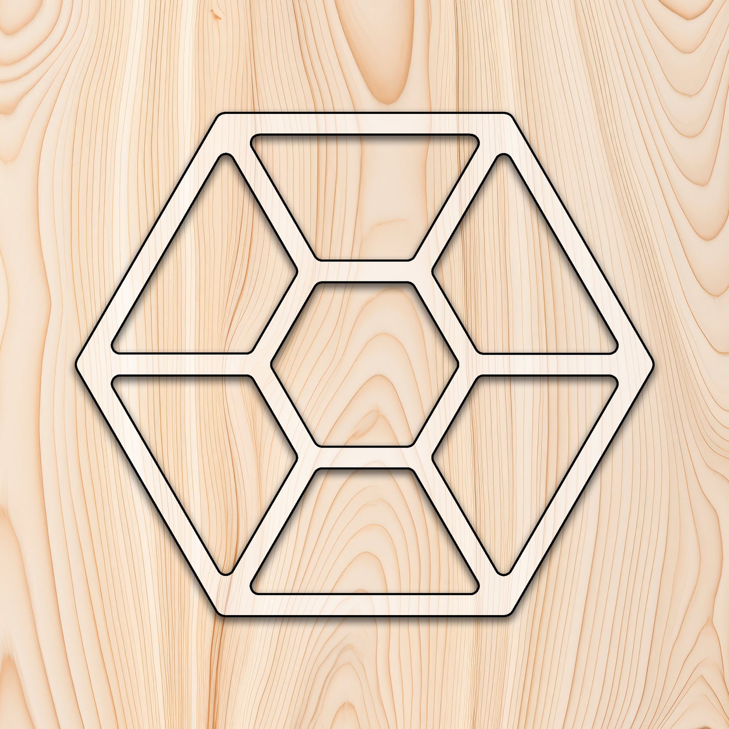 Hexagon 7 Recessed Pocket Tray Router Template for woodworking, perfect for shaping custom sized cutting boards, charcuterie boards, trays  and custom projects.