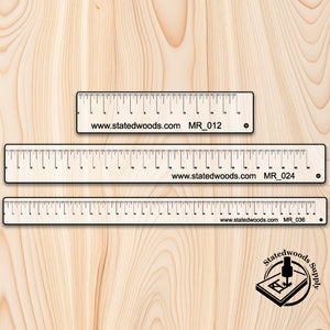 Set of Three Measuring Rulers Sticks 12 24 36 Inches Acrylic 