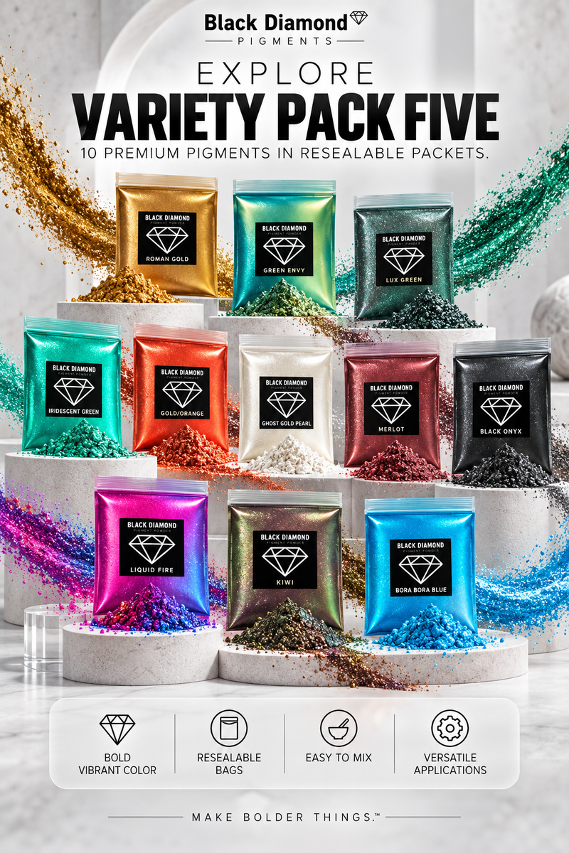 VARIETY PACK 5 (10 COLORS) powder pigment variety packs Black Diamond Pigments®