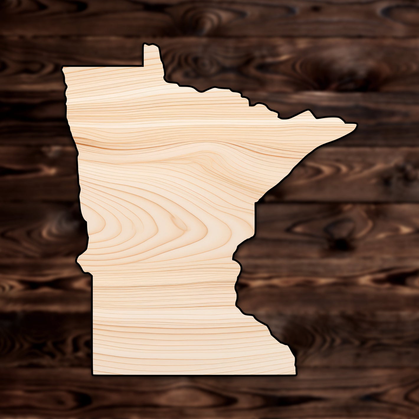 Minnesota State Plywood Craft Cutout , a Intricate laser-cut craft cutout made of high quality birch plywood, featuring detailed designs and clean edges, perfect for home decor or DIY projects.