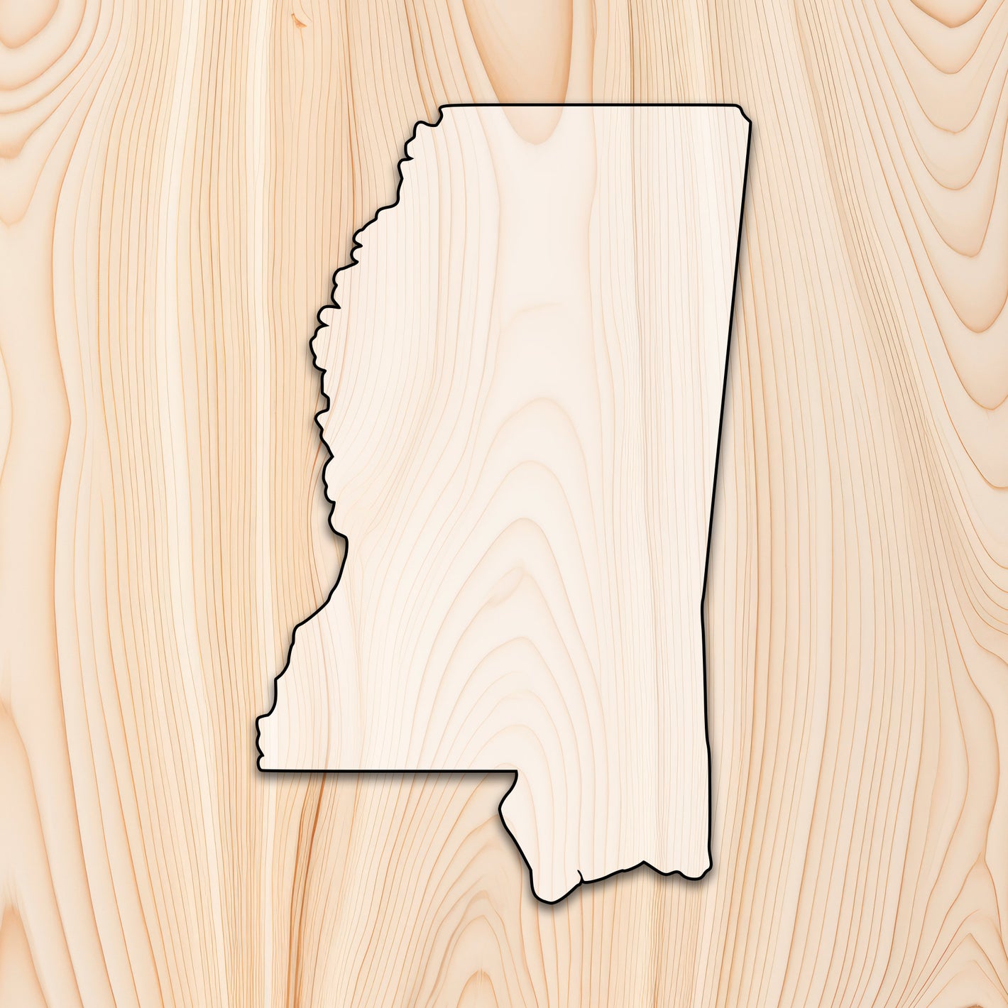 Mississippi State  Acrylic Craft Cutout - Transparent laser-cut acrylic craft cutout designed as a router template, featuring precise shapes and durable construction for various crafting projects.