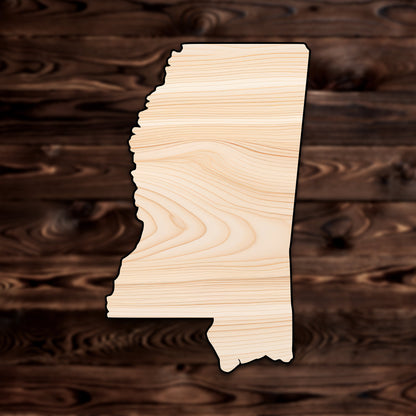 Mississippi State Plywood Craft Cutout , a Intricate laser-cut craft cutout made of high quality birch plywood, featuring detailed designs and clean edges, perfect for home decor or DIY projects.