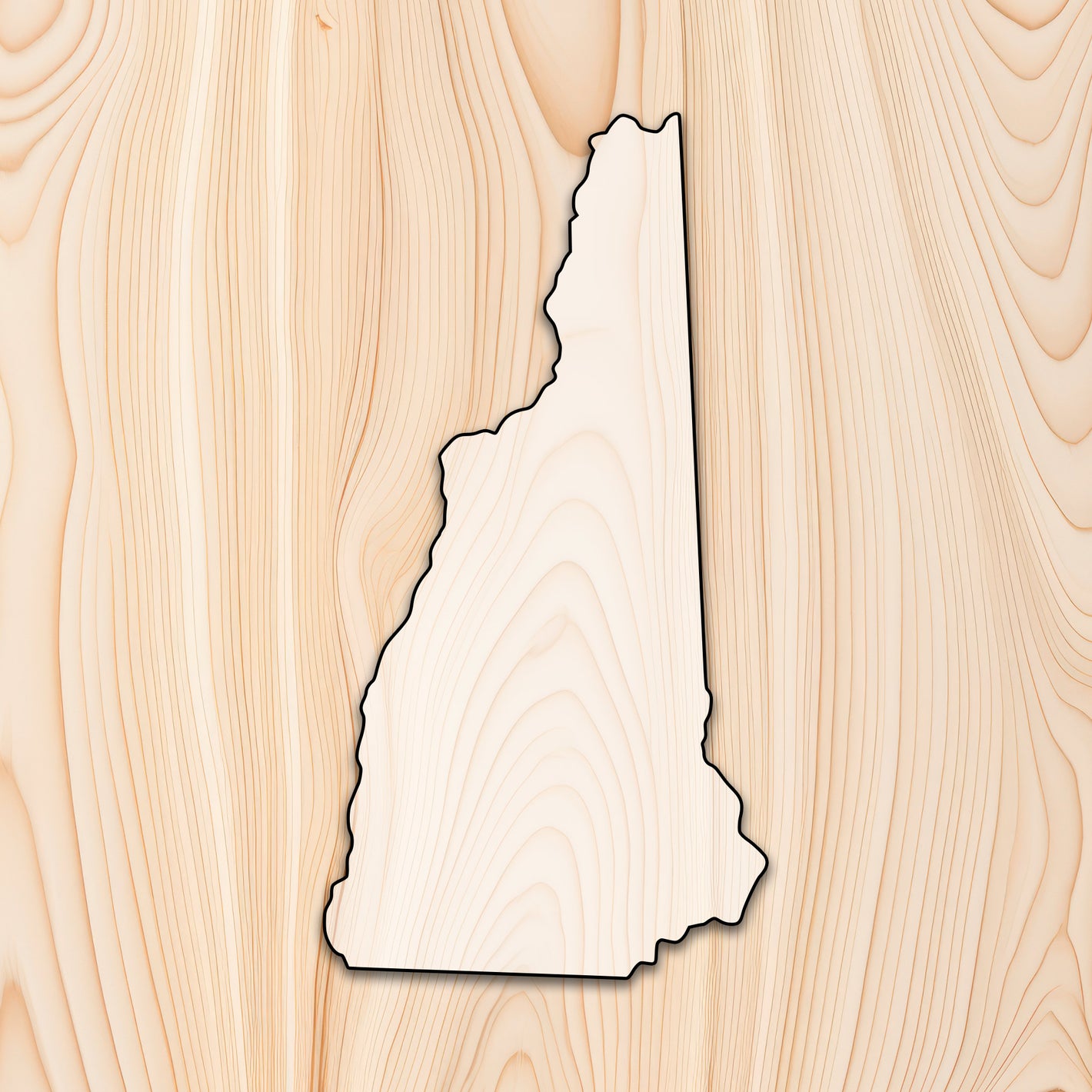 New Hampsire State  Acrylic Craft Cutout - Transparent laser-cut acrylic craft cutout designed as a router template, featuring precise shapes and durable construction for various crafting projects.