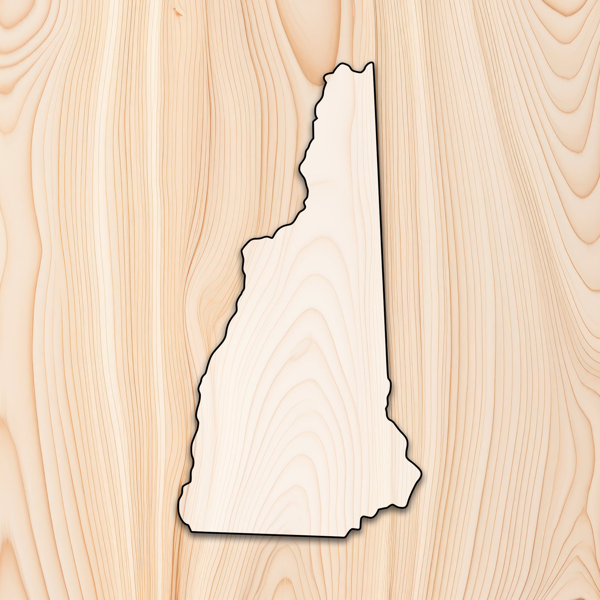 New Hampsire State  Acrylic Craft Cutout - Transparent laser-cut acrylic craft cutout designed as a router template, featuring precise shapes and durable construction for various crafting projects.