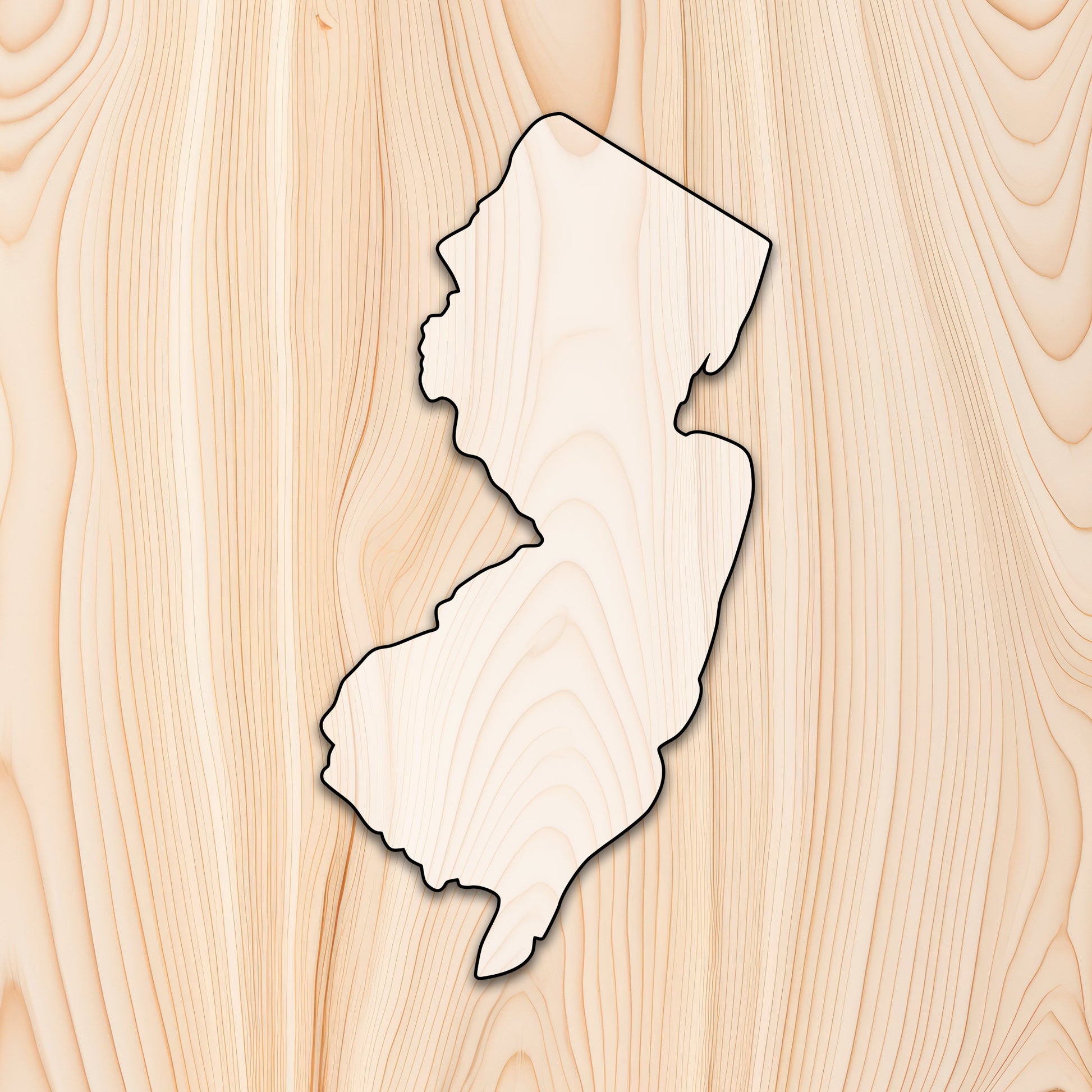 New Jersey State  Acrylic Craft Cutout - Transparent laser-cut acrylic craft cutout designed as a router template, featuring precise shapes and durable construction for various crafting projects.