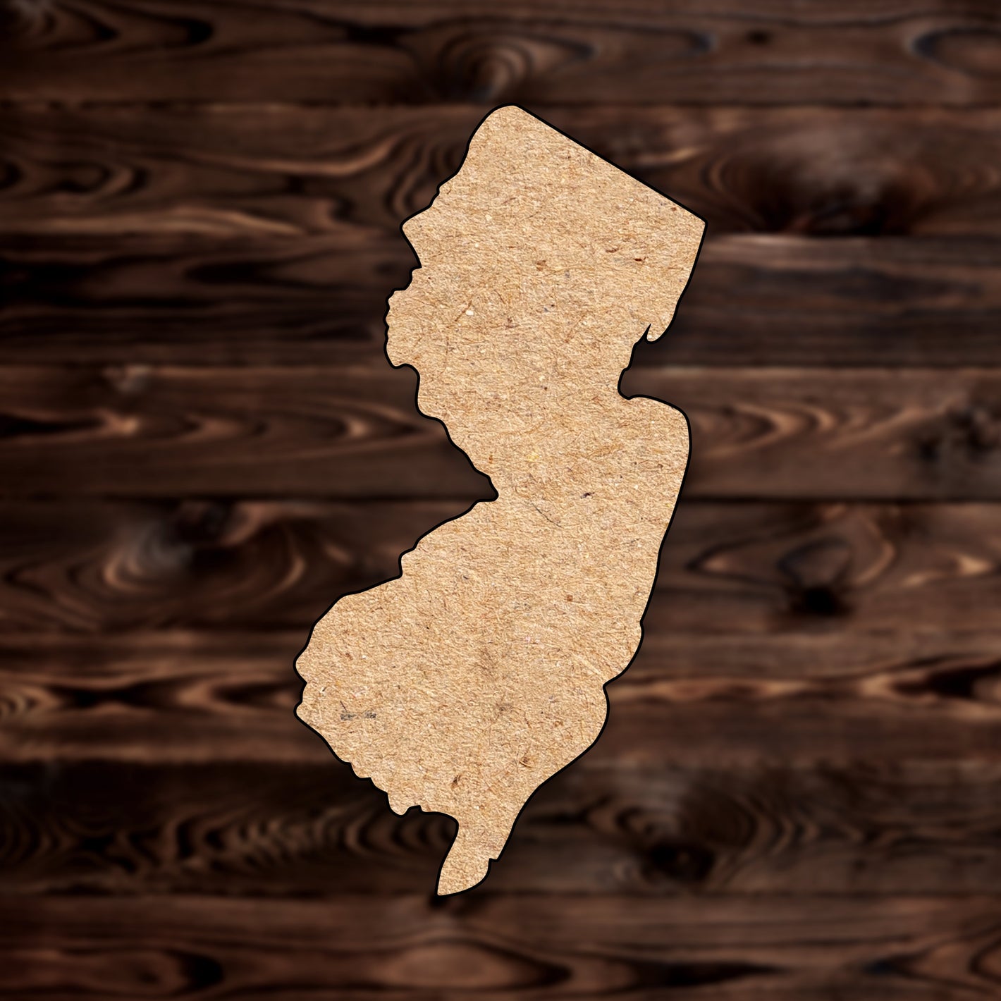 New Jersey State MDF Craft Cutout , a Intricate laser-cut craft cutout made of MDF, featuring detailed designs and clean edges, perfect for home decor or DIY projects.