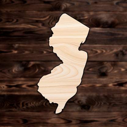 New Jersey State Plywood Craft Cutout , a Intricate laser-cut craft cutout made of high quality birch plywood, featuring detailed designs and clean edges, perfect for home decor or DIY projects.