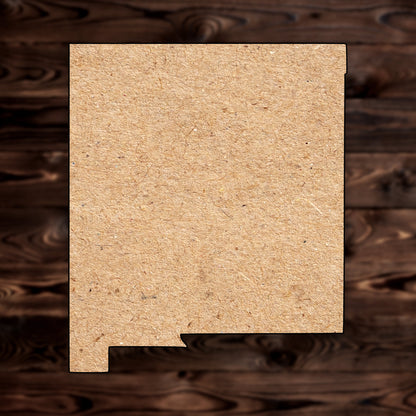 New Mexico State MDF Craft Cutout , a Intricate laser-cut craft cutout made of MDF, featuring detailed designs and clean edges, perfect for home decor or DIY projects.