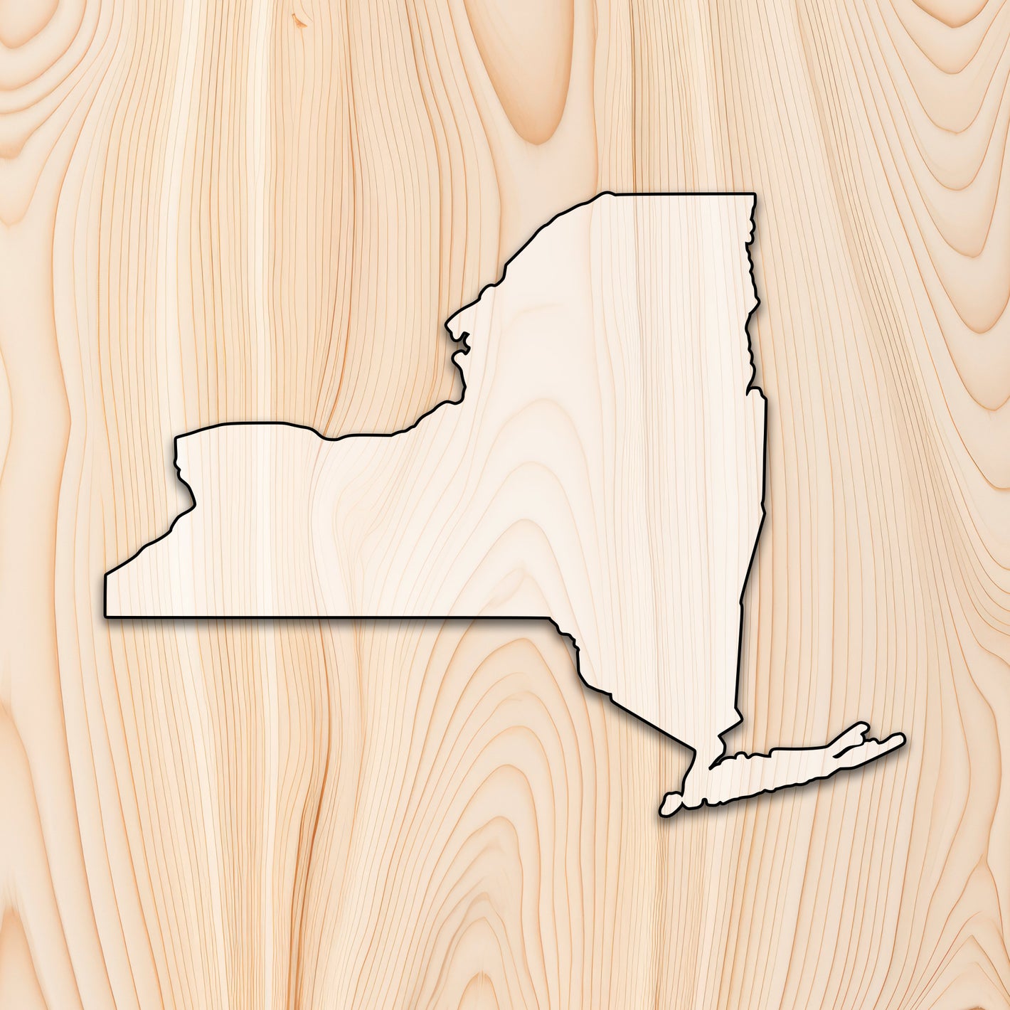 New York State  Acrylic Craft Cutout - Transparent laser-cut acrylic craft cutout designed as a router template, featuring precise shapes and durable construction for various crafting projects.