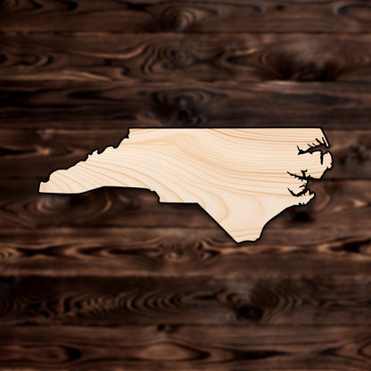 North Carolina State Plywood Craft Cutout , a Intricate laser-cut craft cutout made of high quality birch plywood, featuring detailed designs and clean edges, perfect for home decor or DIY projects.