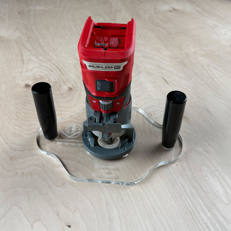 Double Handle Acrylic Router Base - fits Craftsman 20V Max Router ( CMCW400)