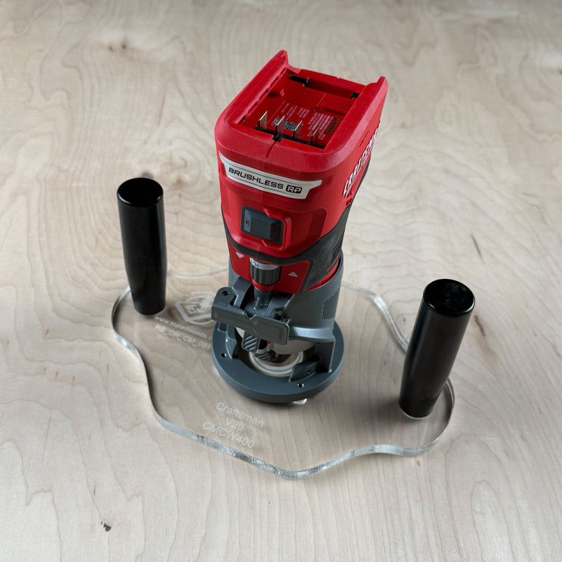 Double Handle Acrylic Router Base - fits Craftsman 20V Max Router ( CMCW400)