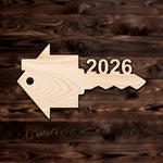 Realtor House Key 2026 Plywood Craft Shape, a Intricate laser-cut craft cutout made of high quality birch plywood, featuring detailed designs and clean edges, perfect for home decor or DIY projects.