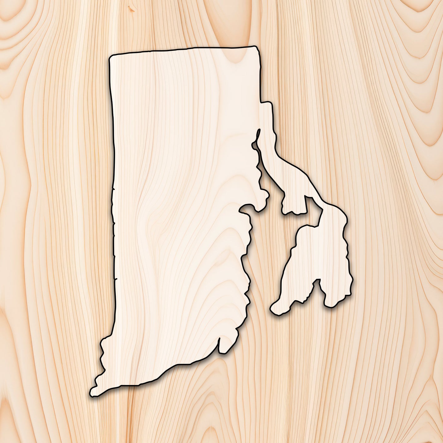 Rhode Island State  Acrylic Craft Cutout - Transparent laser-cut acrylic craft cutout designed as a router template, featuring precise shapes and durable construction for various crafting projects.