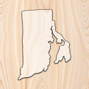 Rhode Island State  Acrylic Craft Cutout - Transparent laser-cut acrylic craft cutout designed as a router template, featuring precise shapes and durable construction for various crafting projects.