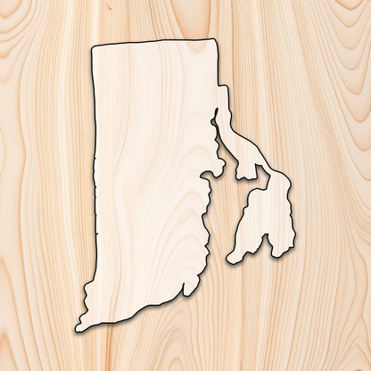 Rhode Island State  Acrylic Craft Cutout - Transparent laser-cut acrylic craft cutout designed as a router template, featuring precise shapes and durable construction for various crafting projects.