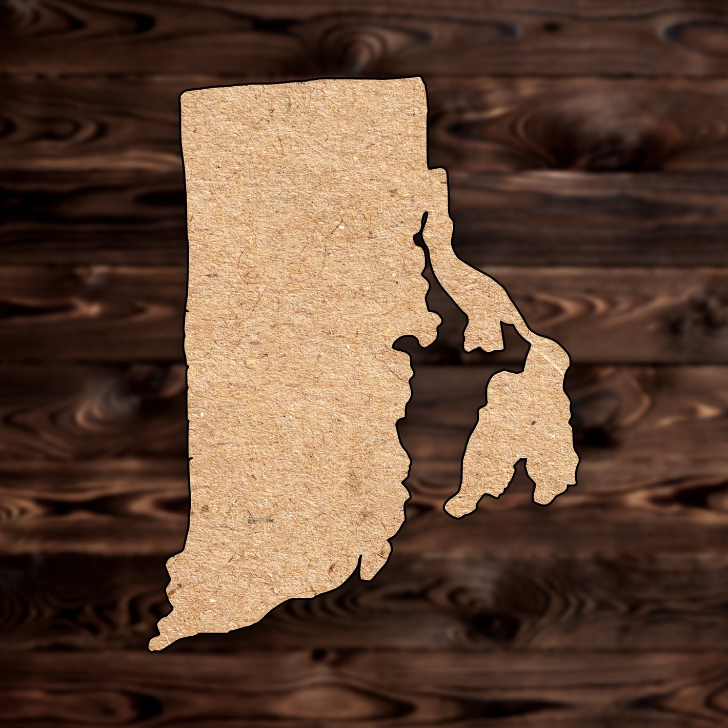 Rhode Island State MDF Craft Cutout , a Intricate laser-cut craft cutout made of MDF, featuring detailed designs and clean edges, perfect for home decor or DIY projects.