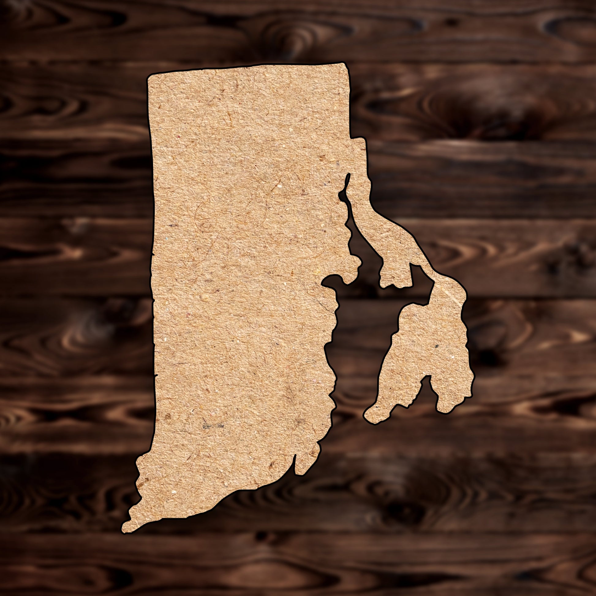 Rhode Island State MDF Craft Cutout , a Intricate laser-cut craft cutout made of MDF, featuring detailed designs and clean edges, perfect for home decor or DIY projects.