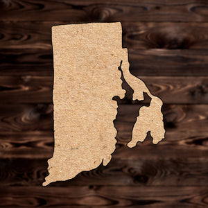 Rhode Island State MDF Craft Cutout , a Intricate laser-cut craft cutout made of MDF, featuring detailed designs and clean edges, perfect for home decor or DIY projects.