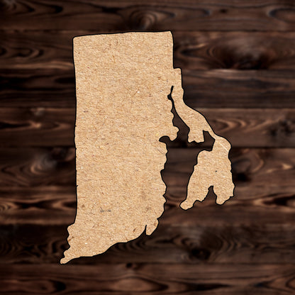 Rhode Island State MDF Craft Cutout , a Intricate laser-cut craft cutout made of MDF, featuring detailed designs and clean edges, perfect for home decor or DIY projects.