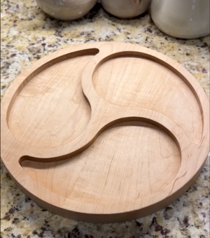 Round 3 Teardrop Pocket Tray Router Template Example photo for woodworking, perfect for shaping custom sized cutting boards, charcuterie boards, and custom projects.