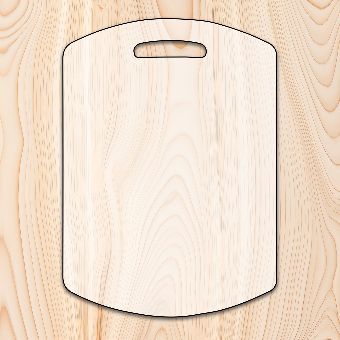 Rounded edge cutting board router template for woodworking, perfect for shaping custom sized cutting boards, charcuterie boards, and custom projects.