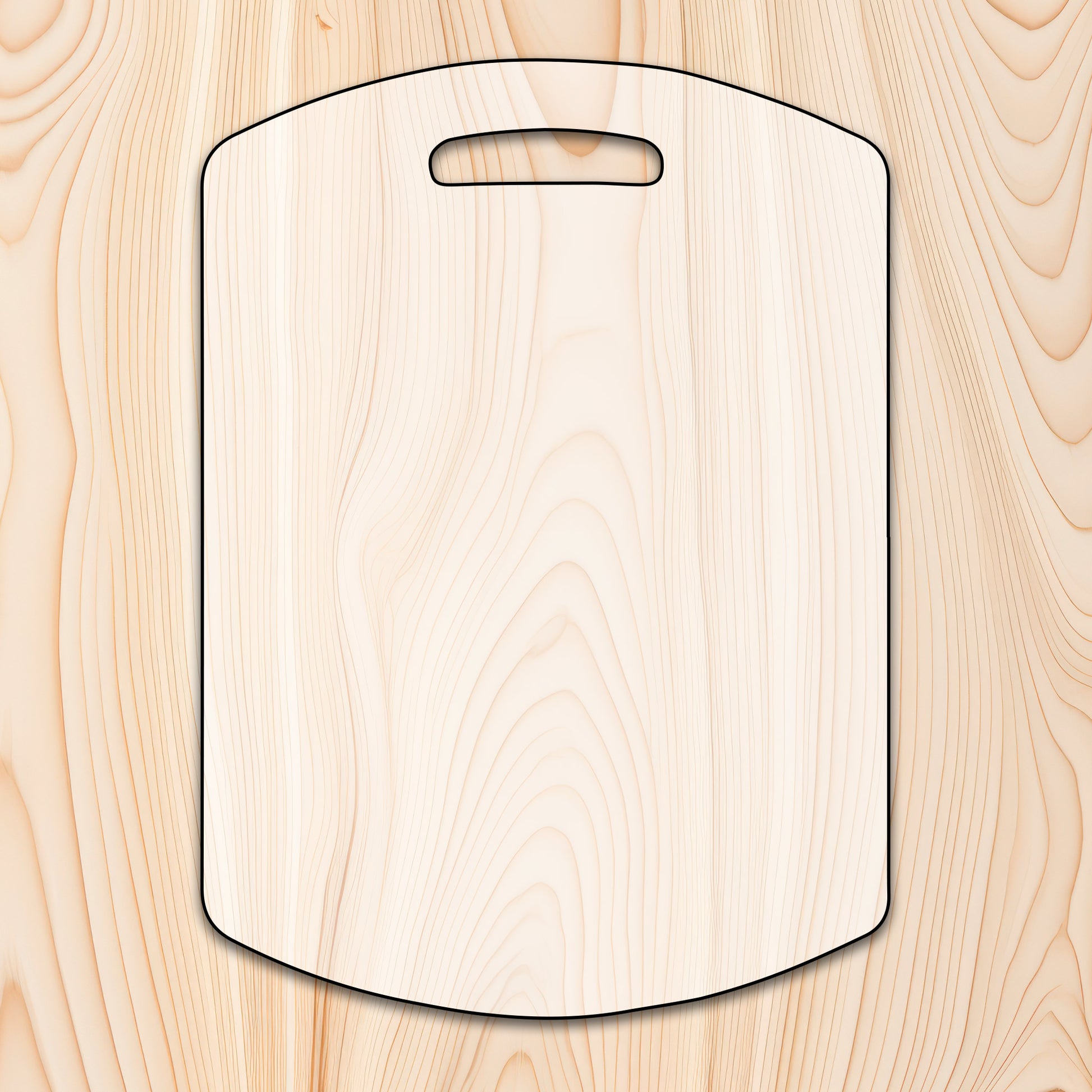 Rounded edge cutting board router template for woodworking, perfect for shaping custom sized cutting boards, charcuterie boards, and custom projects.