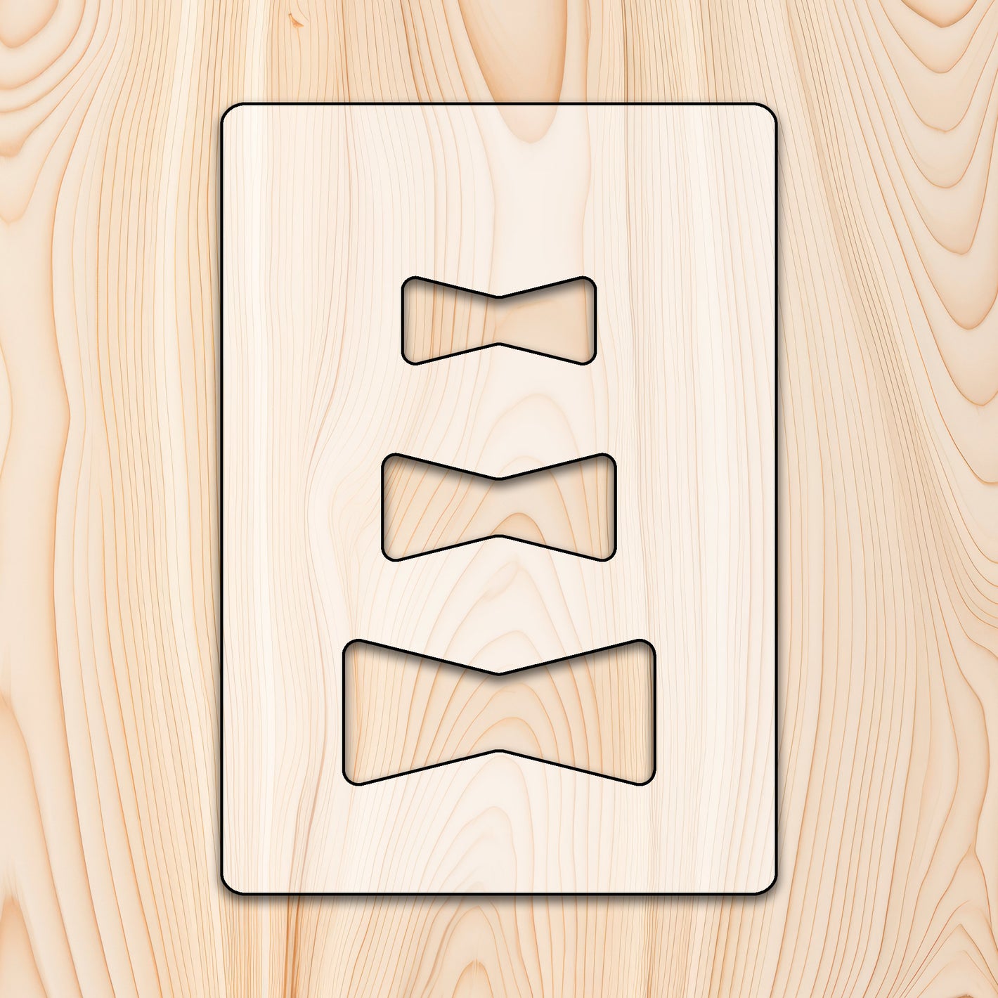 Router friendly Bowtie Inlay Template Acrylic Craft Cutout - Transparent laser-cut acrylic craft cutout designed as a router template, featuring precise shapes and durable construction for various crafting projects.