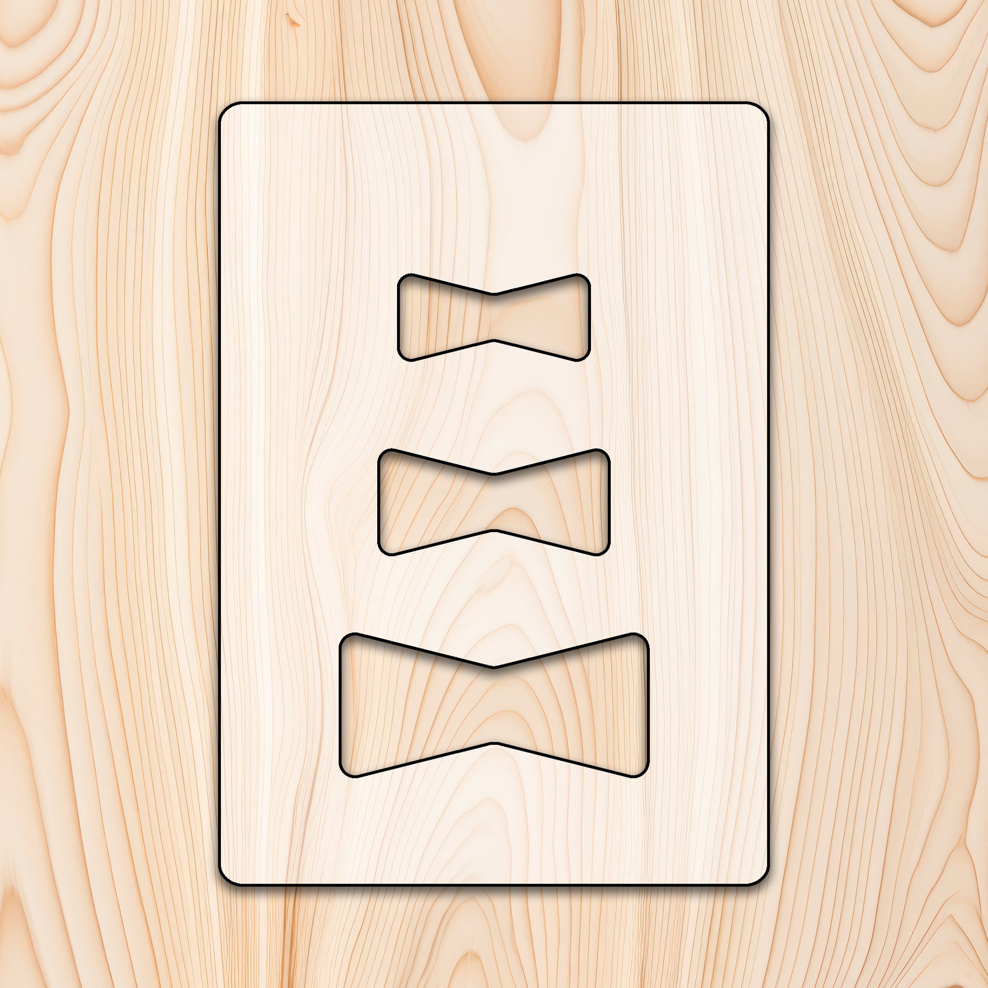 Router friendly Bowtie Inlay Template Acrylic Craft Cutout - Transparent laser-cut acrylic craft cutout designed as a router template, featuring precise shapes and durable construction for various crafting projects.