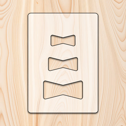 Router friendly Bowtie Inlay Template Acrylic Craft Cutout - Transparent laser-cut acrylic craft cutout designed as a router template, featuring precise shapes and durable construction for various crafting projects.