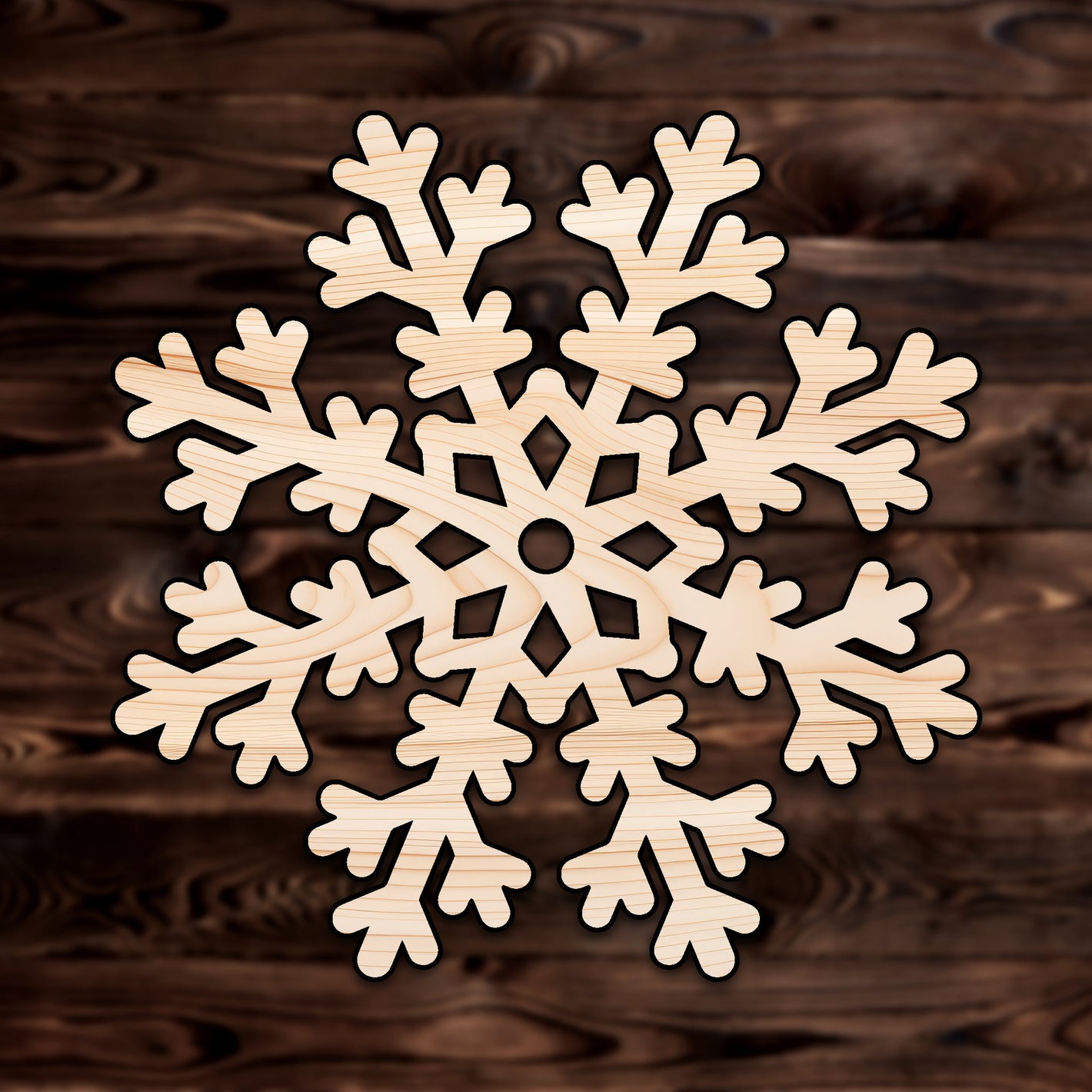 Fernlike Christmas Snowflake Plywood Craft Shape