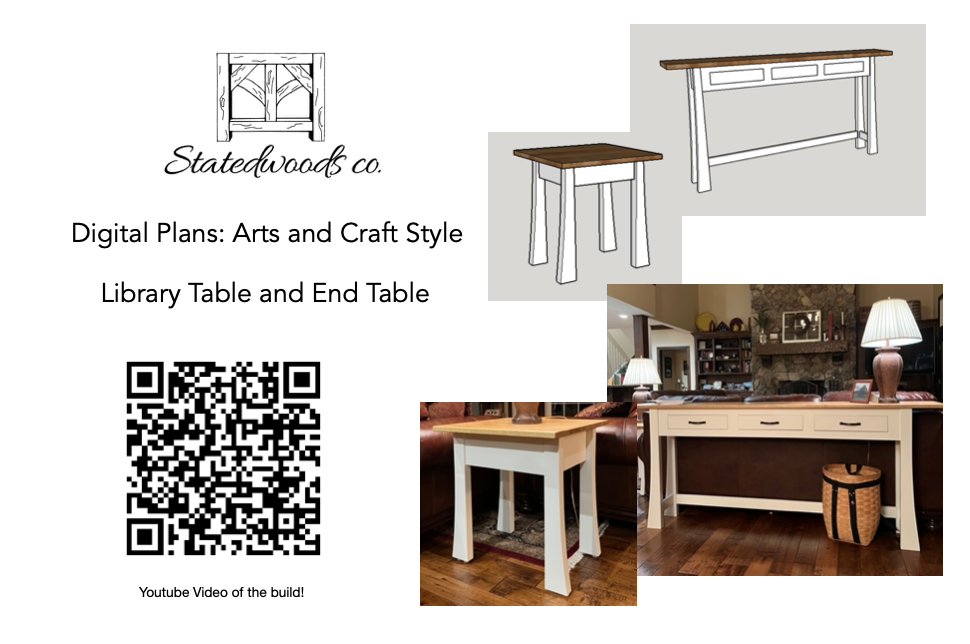 arts and craft style tables library and end wood woodworking instructions file digital plans