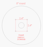 8 inch Round Acrylic Router Base Plate - fits DWP611 or DCW600B