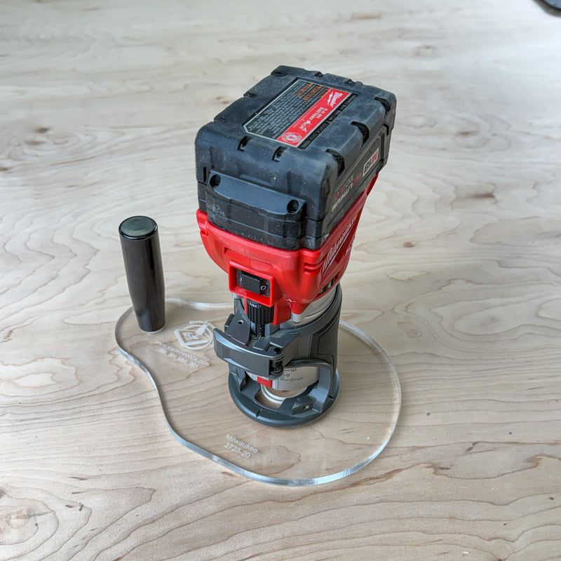 Single Handle Router Base – Fits Milwaukee 2723-20 - Angle 2 - Upgrade your trim router with a larger, more stable base designed to give you better control and smoother routing performance. The Single Handle Router Base is built specifically for the Milwaukee 2723-20 router, making it easier to handle detailed routing tasks with confidence.