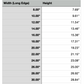 Size Chart for Texas Cutting Board or Charcuterie Board Acrylic Router Template