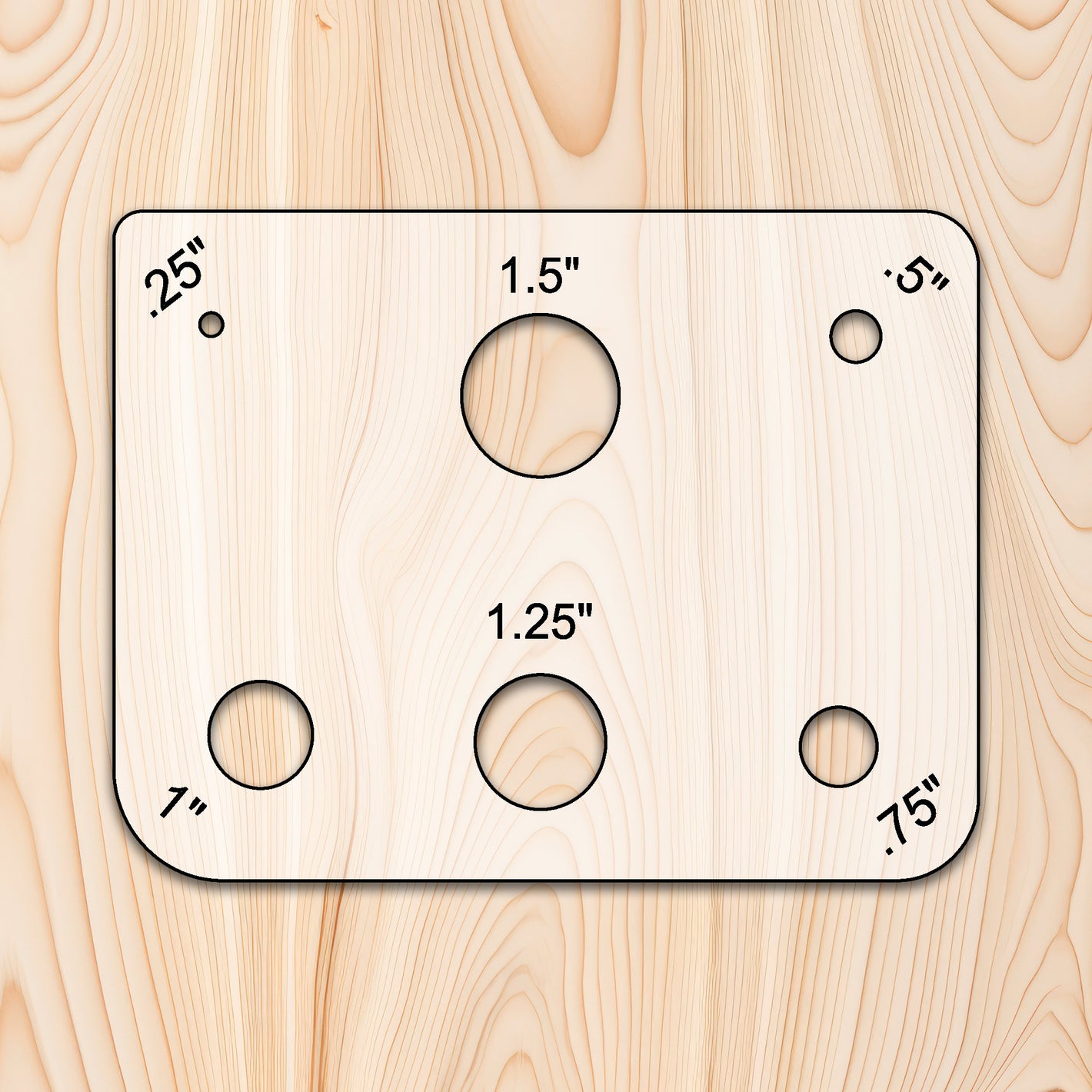 Small Hole and Radius Acrylic Template for woodworking, perfect for shaping custom sized cutting boards, charcuterie boards, and custom projects.