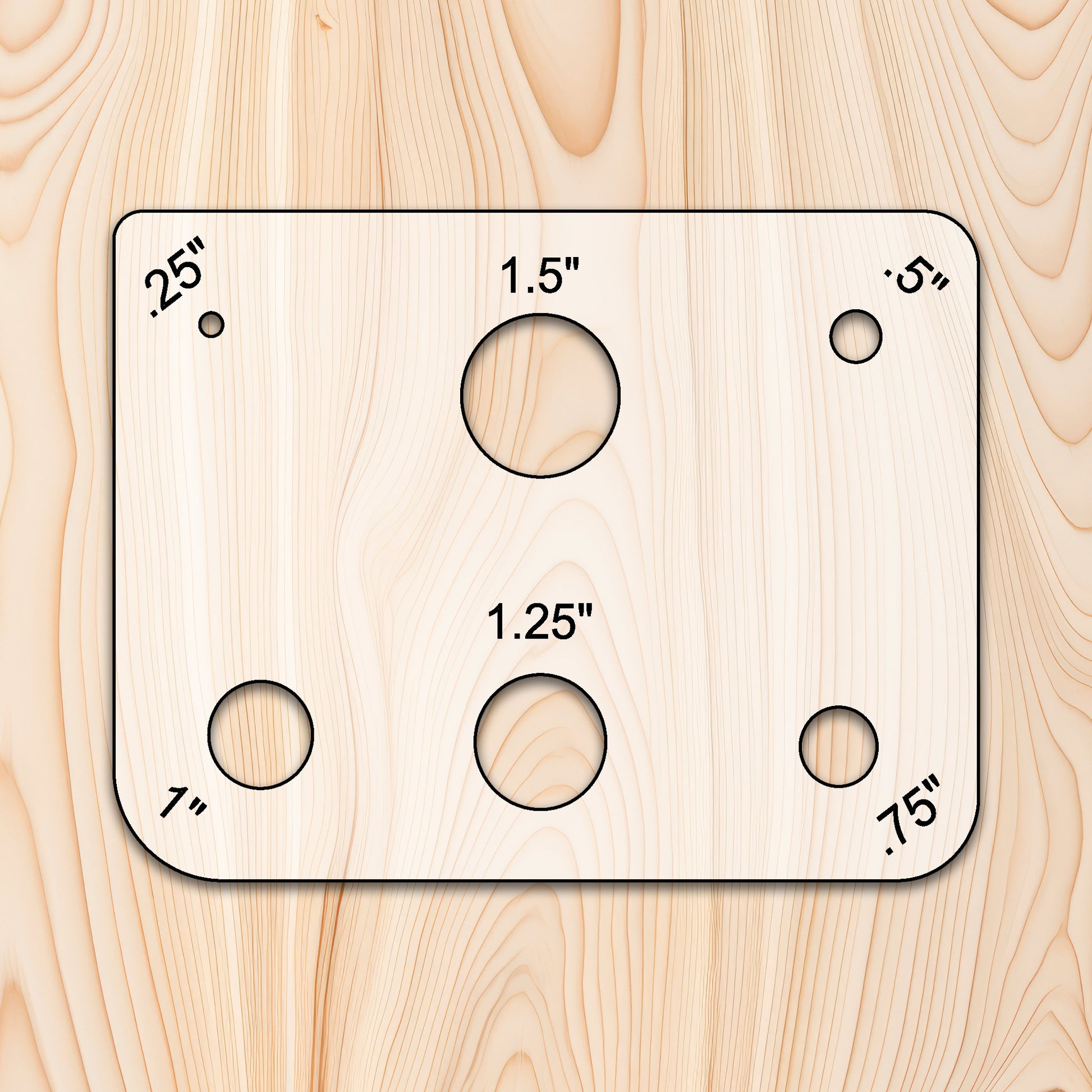 Small Hole and Radius Acrylic Template for woodworking, perfect for shaping custom sized cutting boards, charcuterie boards, and custom projects.