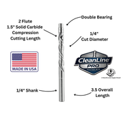 CleanLine Pro 1/4" Carbide Compression Flush Trim Router Bit