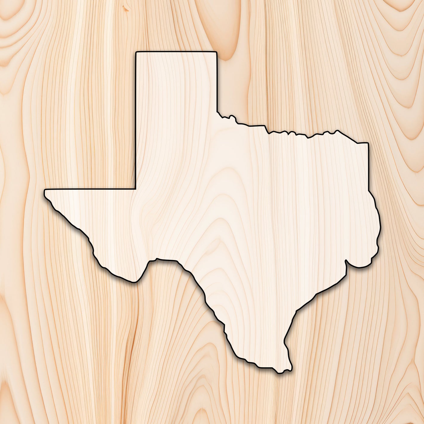 Texas State Acrylic Craft Cutout - Transparent laser-cut acrylic craft cutout designed as a router template, featuring precise shapes and durable construction for various crafting projects.