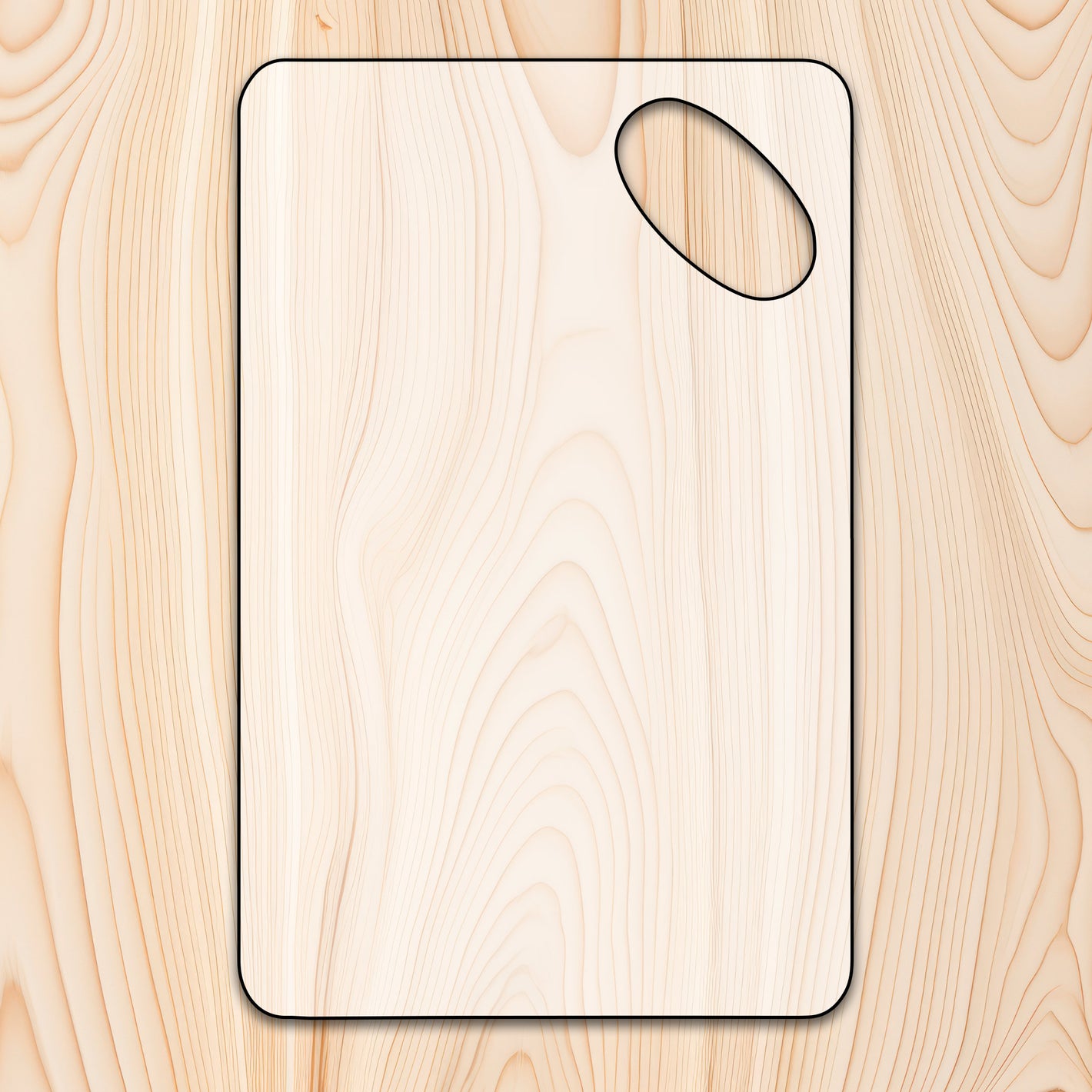 Thumb Handle Cutting Board or Charcuterie Board Router Template
 for woodworking, perfect for shaping custom sized cutting boards, charcuterie boards, and custom projects.
