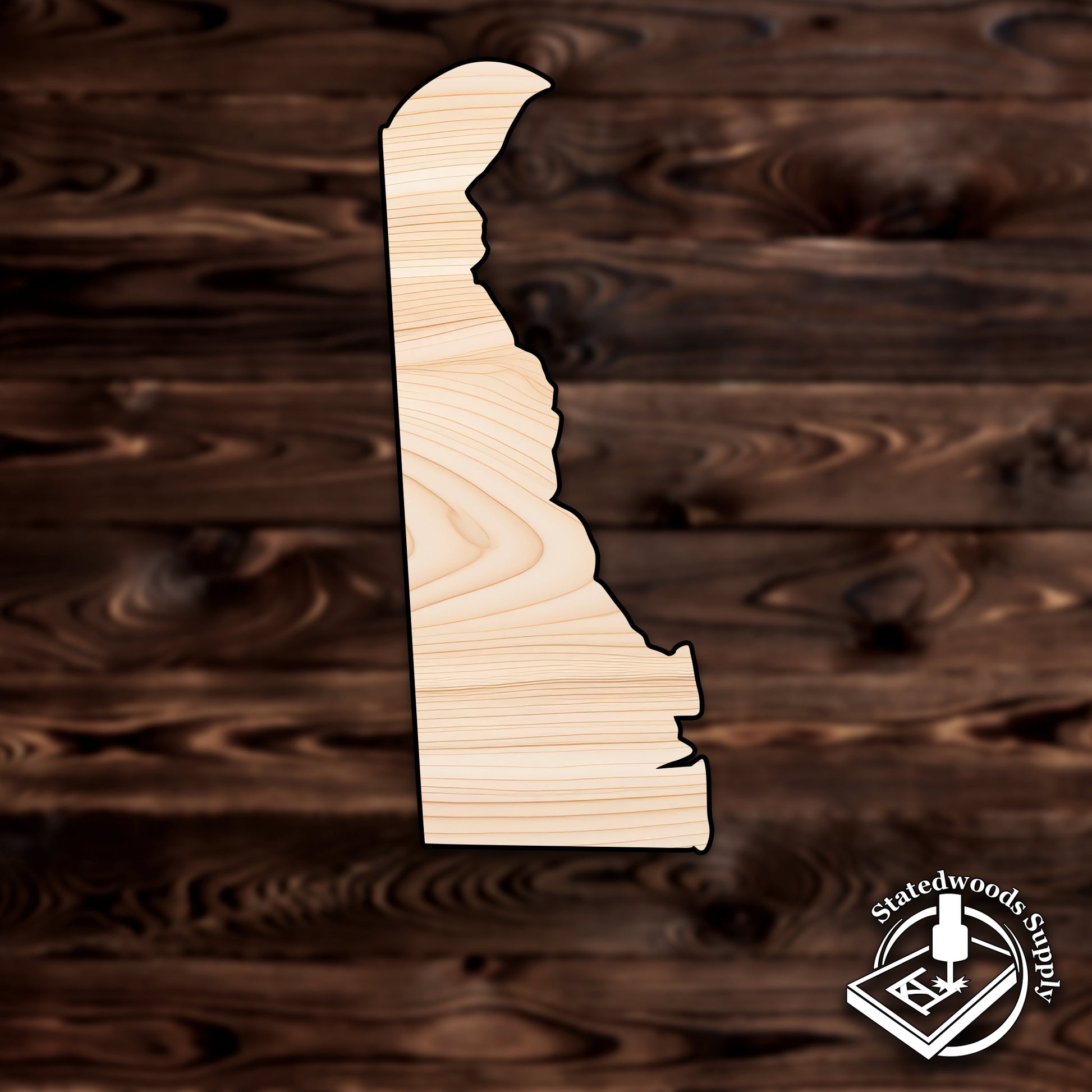 deleware state cutout craft wood