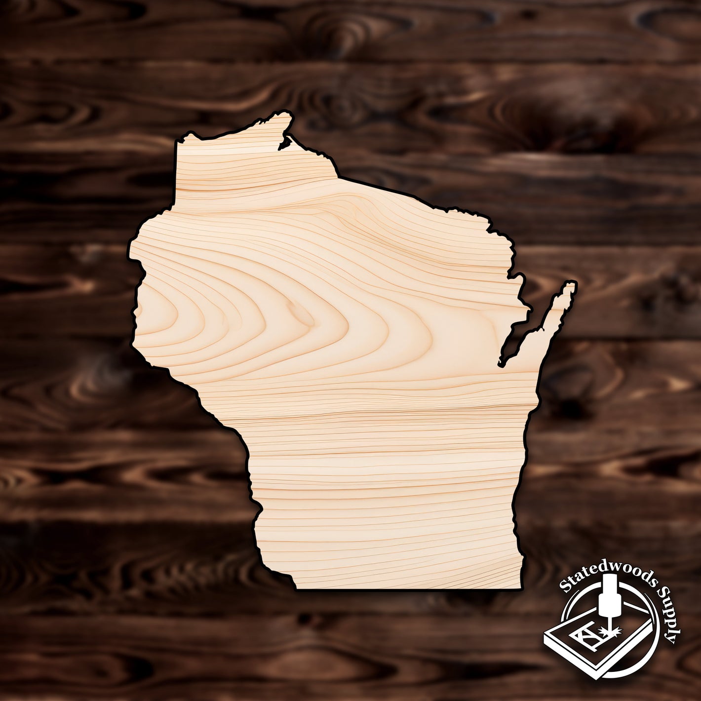 wisconsin  state wood craft cutout