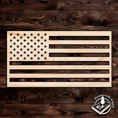 USA Flag 4th of July Plywood Craft Shape