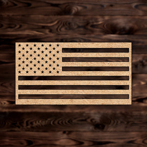 USA Flag 4th of July MDF Craft Cutout