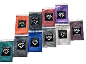 VARIETY PACK 12 (10 COLORS) powder pigment variety packs  Black Diamond Pigments®