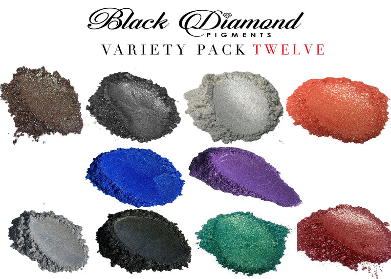 VARIETY PACK 12 (10 COLORS) powder pigment variety packs Black Diamond Pigments®